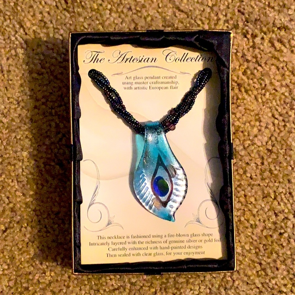 Glass Pendant with beaded necklace